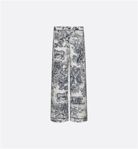 Dior Chez Moi Pants White Silk Twill with Navy Blue Toile de Jouy Motif ...