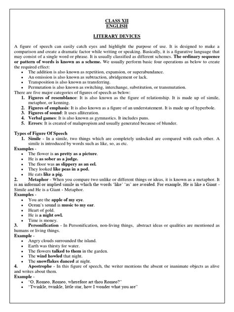 Image result for Literary Devices PDF