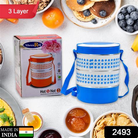 2493 3 layer Adjustable Insulated Tiffin Set of 1, – Sky Shopy