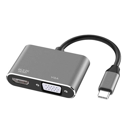RUHZA USB-C TO VGA HDMI ADAPTER 2 IN 1 Type C to HDMI +VGA Adapter ...