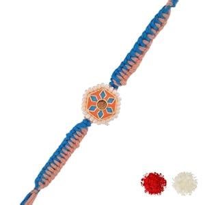 Chumbak Blue Beaded Motif Thread Rakhi |Pack Of 1|Rakhi For Brother ...