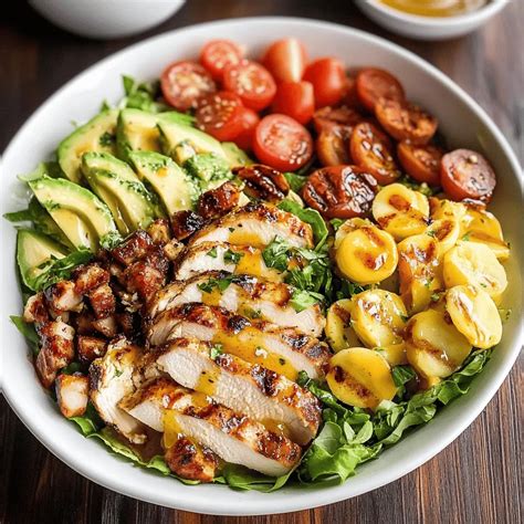 Easy Grilled Chicken Cobb Salad With Honey Dijon - Flavor House Journey