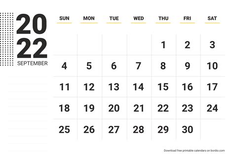 September 2022 Printable Calendar