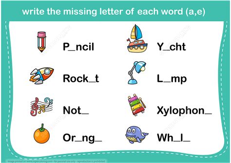 Write the Missing Letter of Each Word Copy | Free Printable Puzzle Games