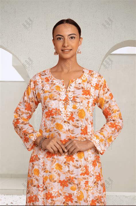 House Of Kari(Chikankari Clothing) - Mul Mul Cotton Chikankari Kurta