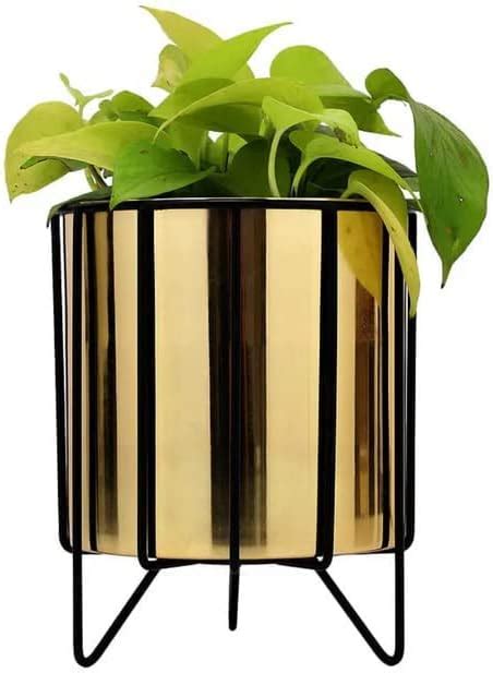 SIRAAJ&SONS™ Gamla Stand | Gold Pot Metal Planter with Stand | Pot with ...