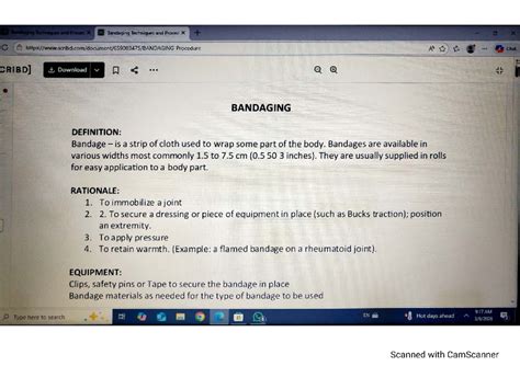 Bandaging Techniques and Procedures - NOTES - Studocu