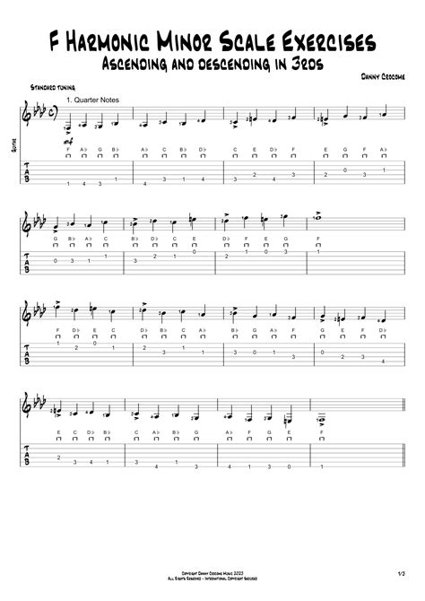 F Harmonic Minor Scale Exercises - Ascending and Descending in 3rds by ...