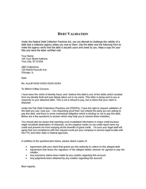 Debt Collection Validation Letter 的图像结果