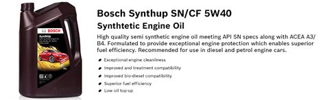 Bosch Synthup API SN/CF SAE 5W 40 Fully Synthetic Engine Oil for ...