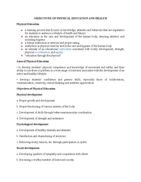 Image result for Pe Lesson Objectives