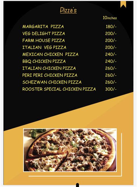 Menu at The Roosters, Hyderabad