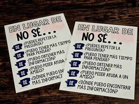 MINI Anchor Charts: Instead of I Don’t Know (Spanish)