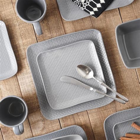 Stone Lain Gray Stoneware Dinnerware in the Dinnerware department at ...