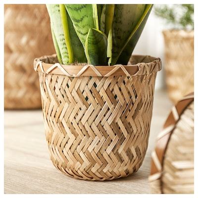 KLYNNON plant pot, handmade bamboo, 12 cm (4 ¾") - IKEA