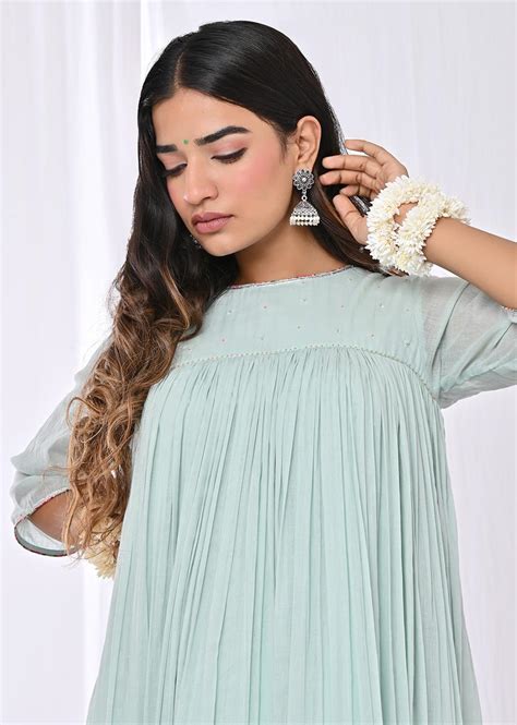 Shop Best Mint Loose Fit Anarkali Suit Set for Women Online Order Now ...