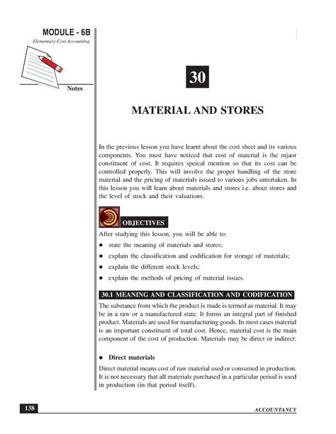 Accounting material and store - MODULE - 6B Notes Materials and Stores ...