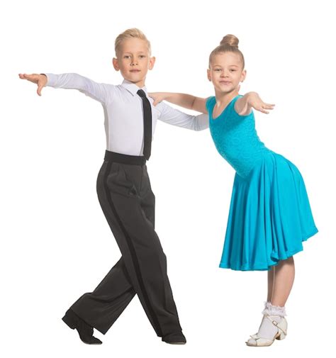 Sports ballroom dancing couple of dancers boy and girl in costumes for ...