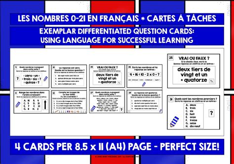 FRENCH NUMBERS 0-21 TASK CARDS
