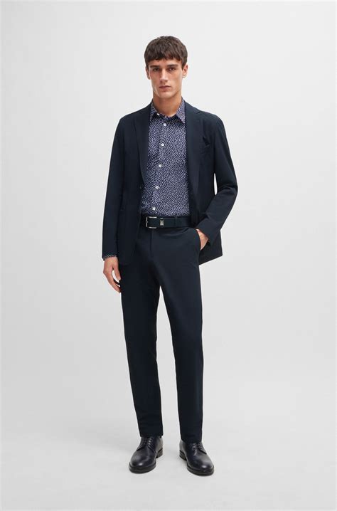BOSS - Modern-fit trousers in wrinkle-resistant performance-stretch ...