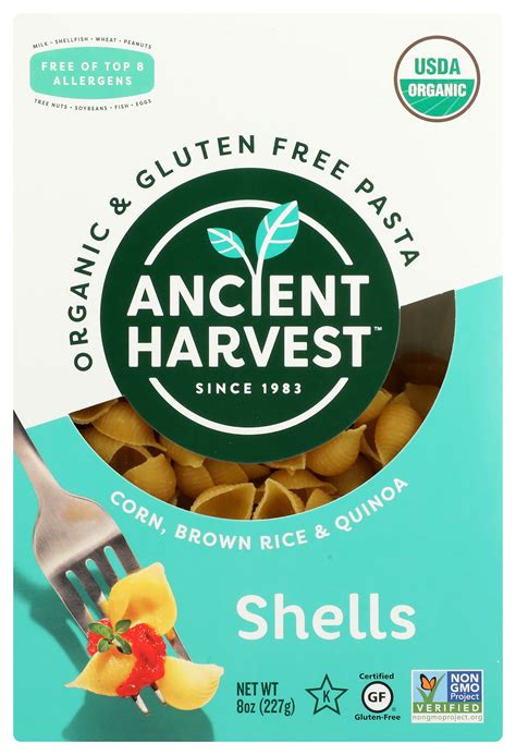 Pack of 12, Ancient Harvest Organic Gluten Free Pasta Shells, 8 oz ...