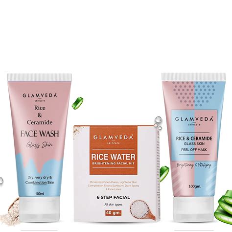 Glamveda Rice & Ceramide Korean Glass Skin Combo Gift Pack | Skin ...