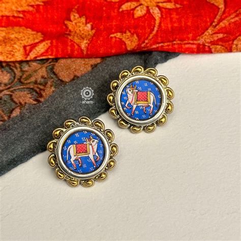 Meena/ Enamel / Handpainted – aham jewellery | handcrafted silver jewellery