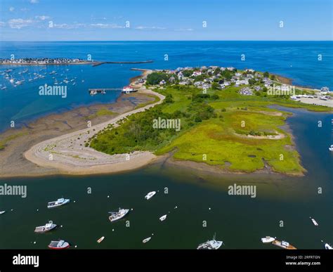 Scituate Harbor aerial view including First Cliff village in town of ...