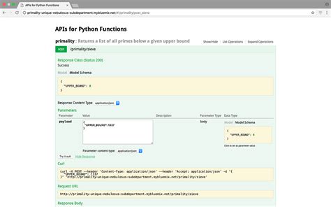 Deploy a Python API 的图像结果