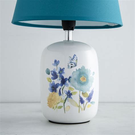 Buy Beam Riley Floral Print Ceramic Table Lamp - 19 cm L x 10 cm W x 34 ...