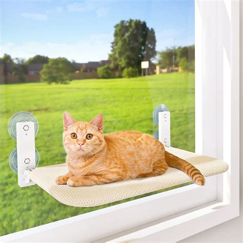 AMOSIJOY Cordless Cat Window Perch Cat Hammock, Large Cats Window Cat ...