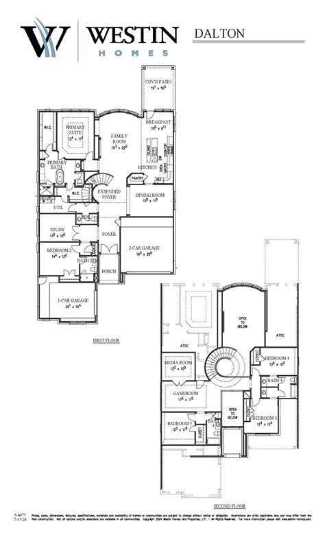 Westin Homes Houston - The Dalton Floor Plan 60' Homesite