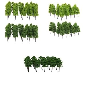 MERISHOPP® 80pcs Mini Green Trees Model Train Railroad Scenery Layout ...