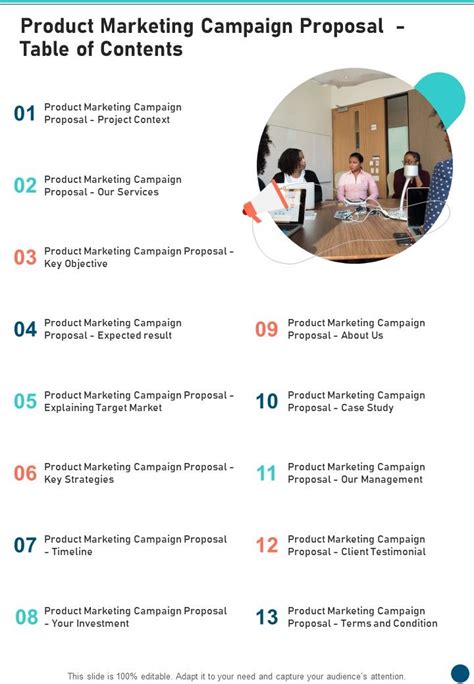 Image result for Table of Contents Product Proposal