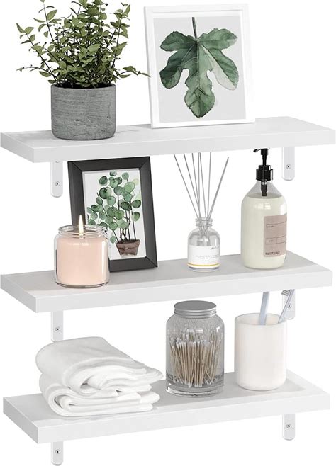 Amazon.com: YARUKIMA White Floating Shelves Wall Mounted Set of 3,Wall ...