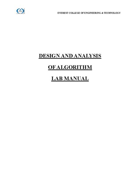 DAA LAB Manual - DESIGN AND ANALYSIS OF ALGORITHM LAB MANUAL INDEX 1 ...