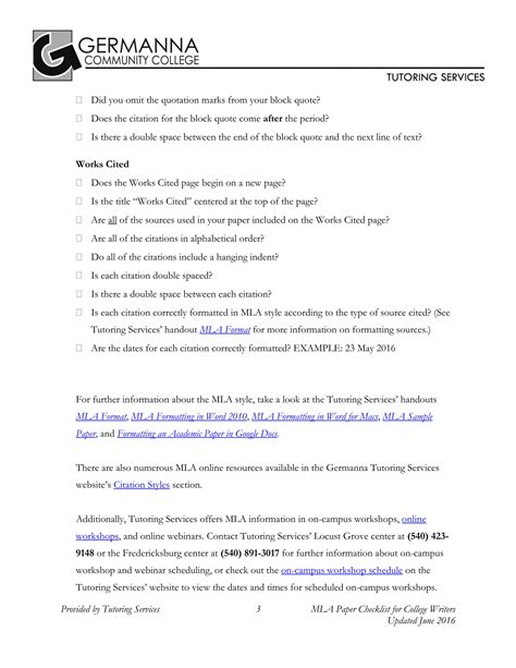 MLA Format Checklist 的图像结果