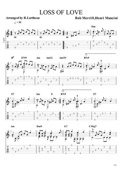 Loss Of Love (arr. Roger Lartheau) by Henry Mancini Sheet Music for ...