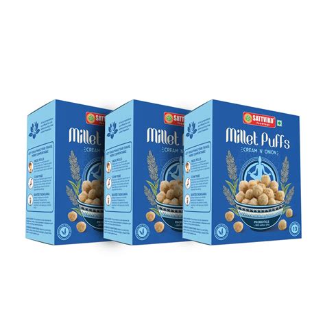 Millet Puff Combo Pack of 3 - Cream and Onion Flavor | Healthy Snacks ...