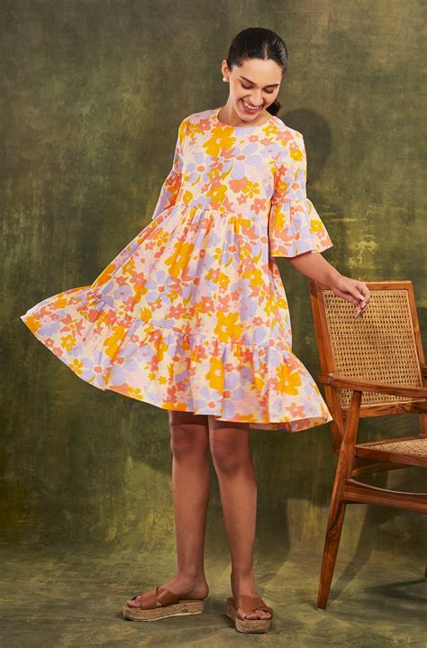 JULIET - Floral Tier Dress in Premium Cotton – être