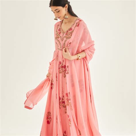 Candy Pink Anarkali Set – Shyam Narayan Prasad