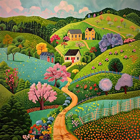 Download Rural Landscape Painting, Stylized Art, Landscape Art. Royalty-Free Stock Illustration ...