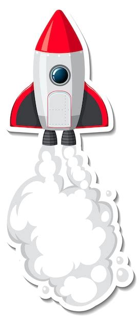 Sticker template with rocket ship isolated | Free Vector