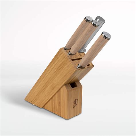 Shun Premier Blonde 5-Piece Knife Block Set | Crate & Barrel