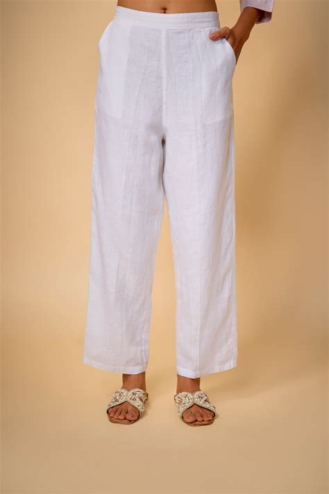 Pure Linen White Pants With Linning – Linen Bloom store