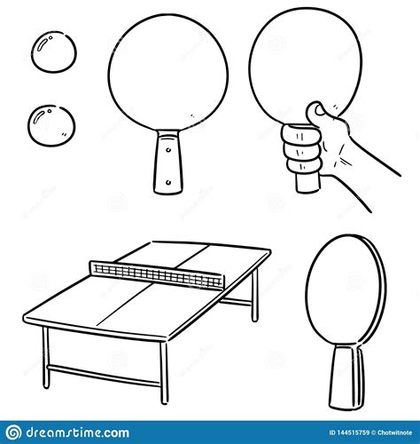 Vector Set of Table Tennis Equipment | Table tennis paddle drawing ...