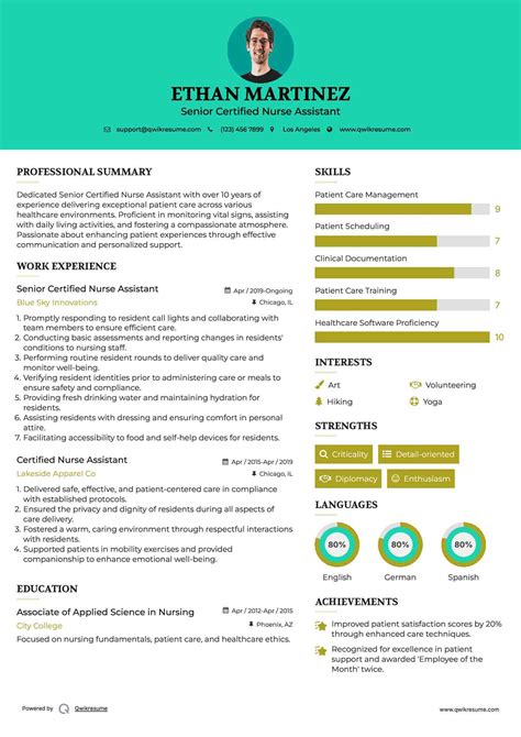 Certified Nursing Assistant Resume