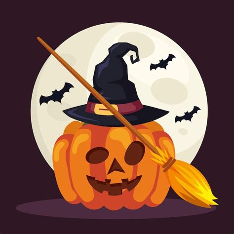 Abóbora de bruxa de Halloween | Vetor Premium
