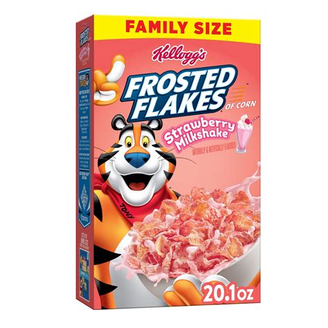 Kellogg's Frosted Flakes Strawberry Milkshake Breakfast Cereal, Family ...