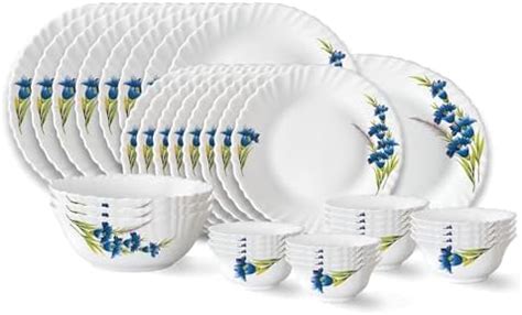 Larah by Borosil Nina Fluted Series Opalware Floral Dinner Set | 36 ...